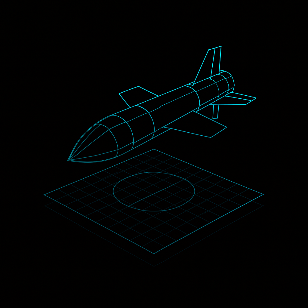 Missile wireframe on grid pad